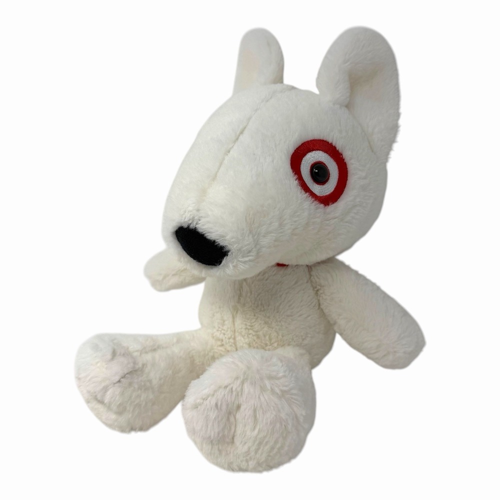 Target Bullseye Dog Plush White Bull Terrier Mascot Stuffed Animal Red Logo